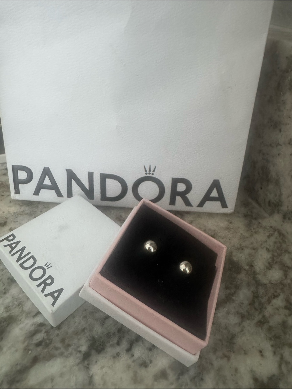 Pandora Silver Polished Ball Stud Earrings